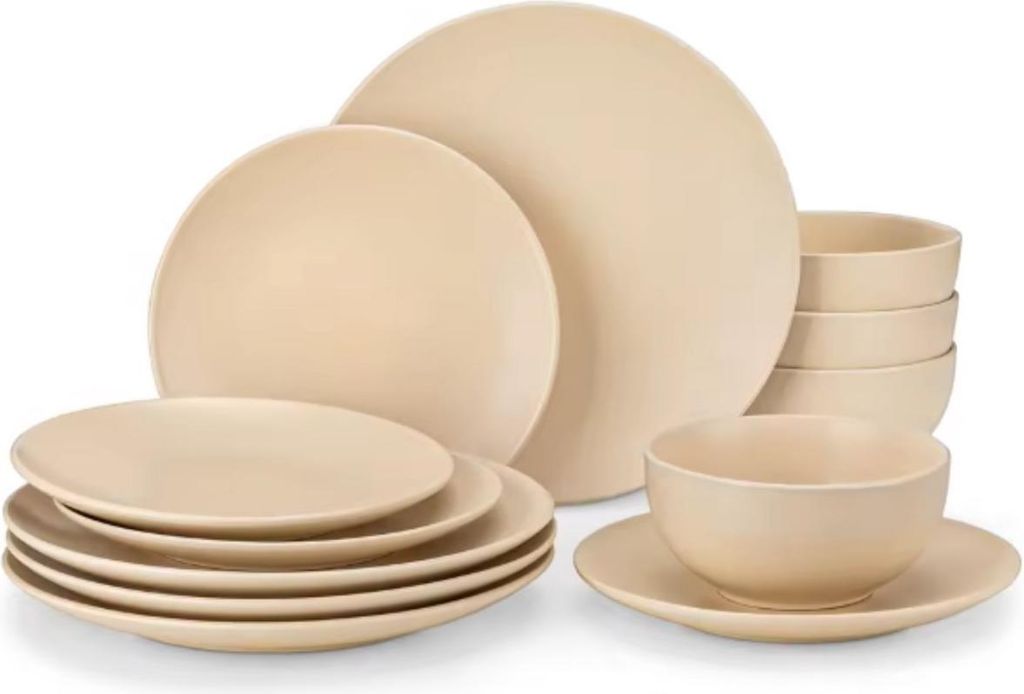 Tida Serviesset – 24-teilig – 8 Personen – Beige – Dinerborden, Tiefe Teller 1200?ML & Frühstücksteller