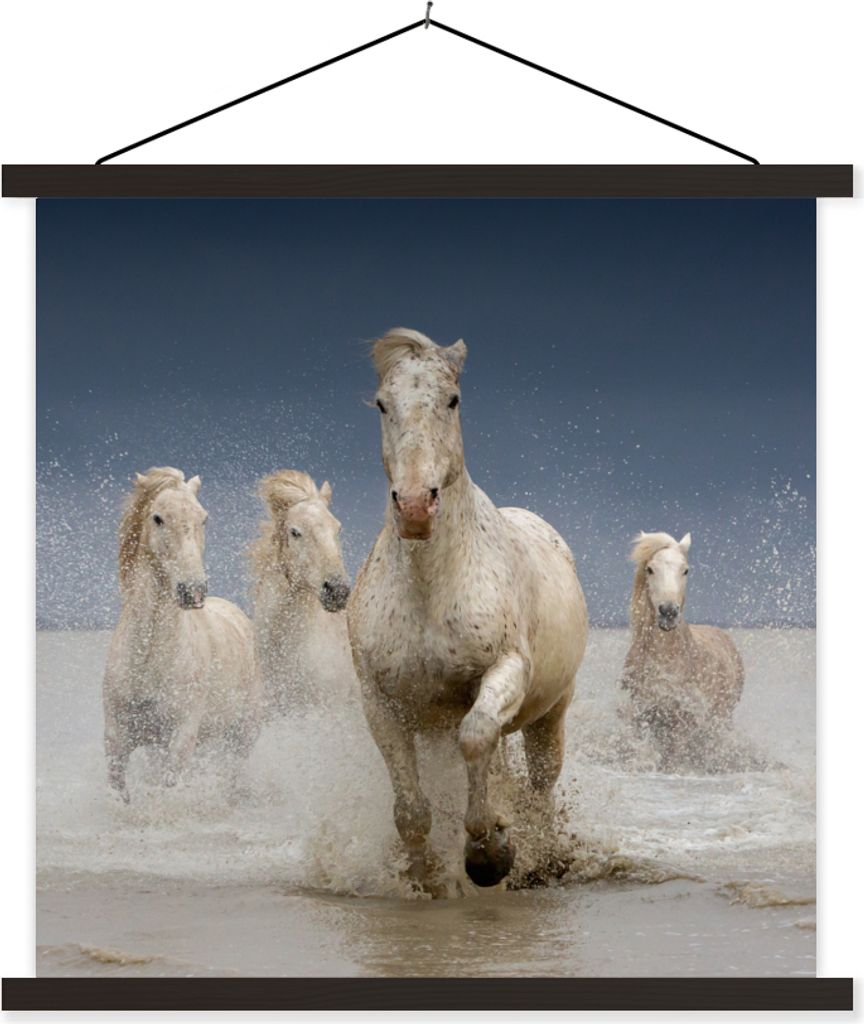MuchoWow Textilposter Pferde - Wasser - Schlamm 40x40 cm mit schwarzem Rahmen - Fotos