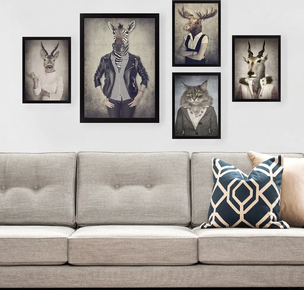 Wallity SET_055 Tableaux Multicolore MDF 34x44cm pour Déco Murale