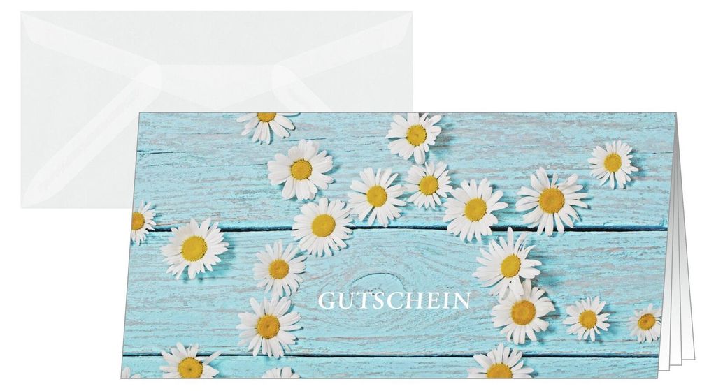 SIGEL DS102 Gutschein-Karten (inkl. transparente Umschläge), Daisy, DIN lang (2/3 A4), 10+10 Stück