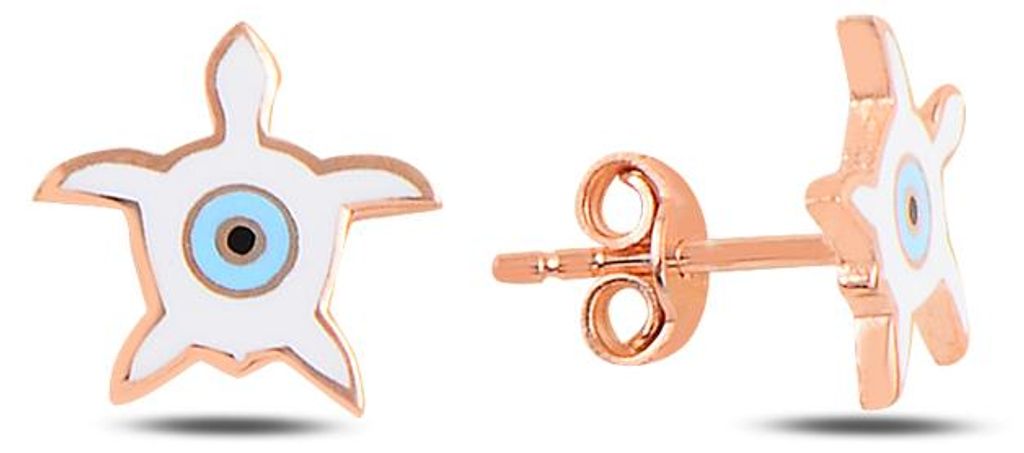 Schildkröte Ohrringe Emaille 925 Sterling Silber Rose Vergoldet Minimal