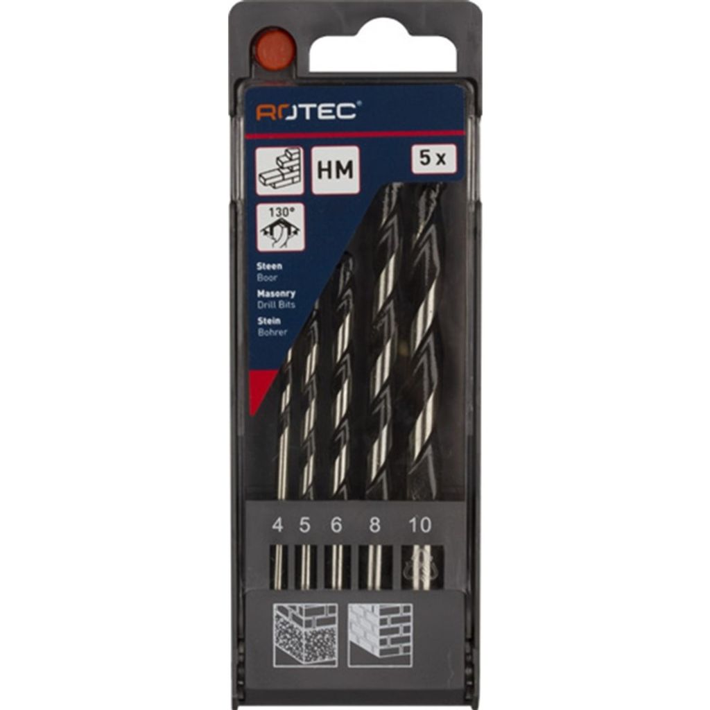 Rotec 5 tlg. Steinbohrer-Set 4,0-10,0 mm