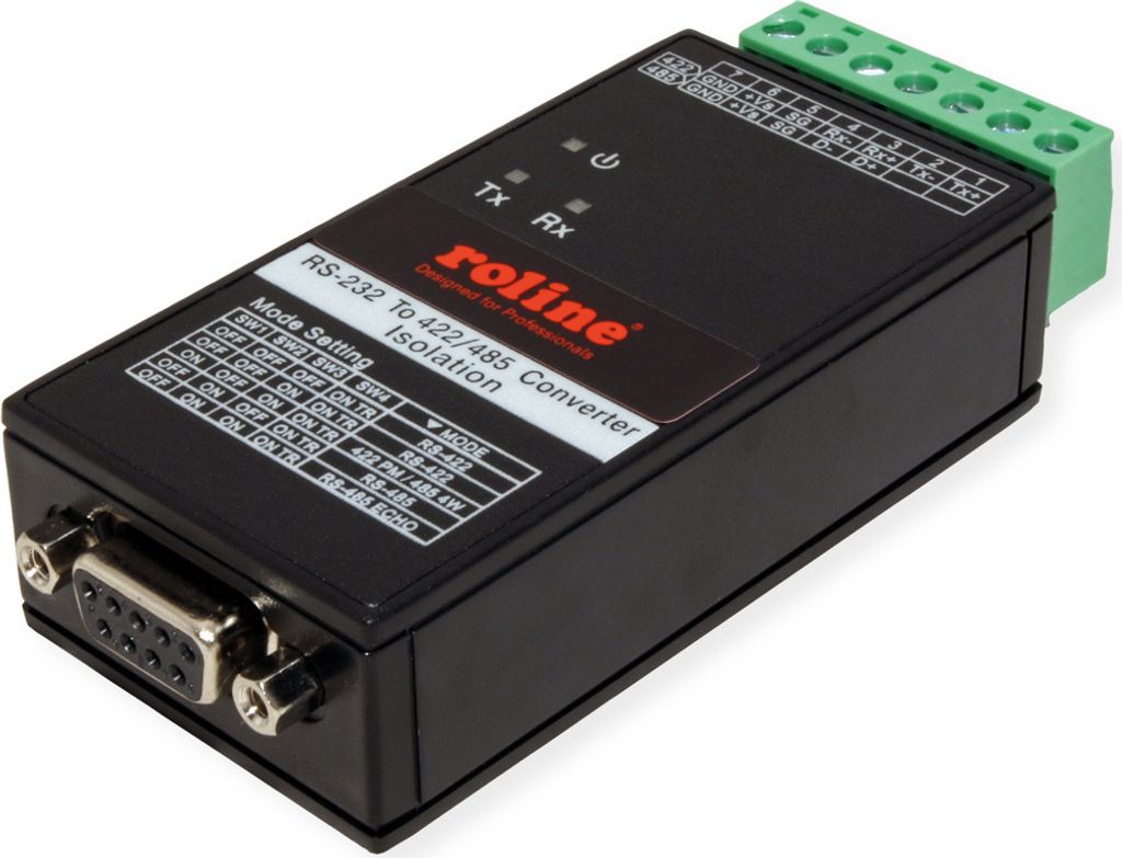 ROLINE RS232 nach RS422/485 Konverter für DIN Hutschiene