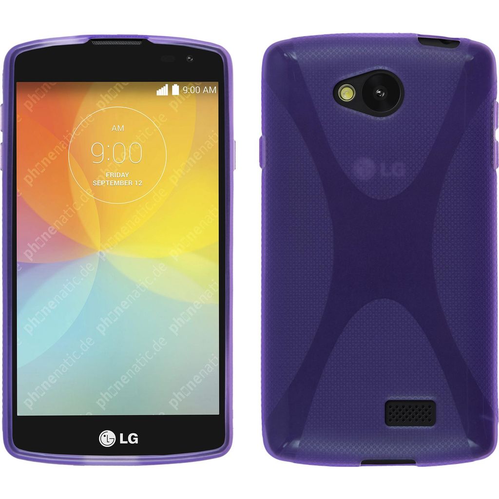 PhoneNatic Case kompatibel mit LG F60 - lila Silikon Hülle X-Style + 2 Schutzfolien