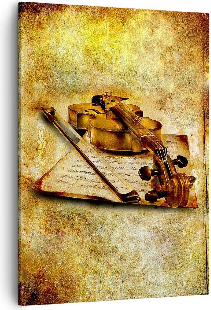 Bild auf Leinwand - Leinwandbild - Einteilig - Violine Instrument Notizen - 50x70cm - Wand Bild - Wanddeko - Wandbilder - Leinwanddruck - Wanddekor...