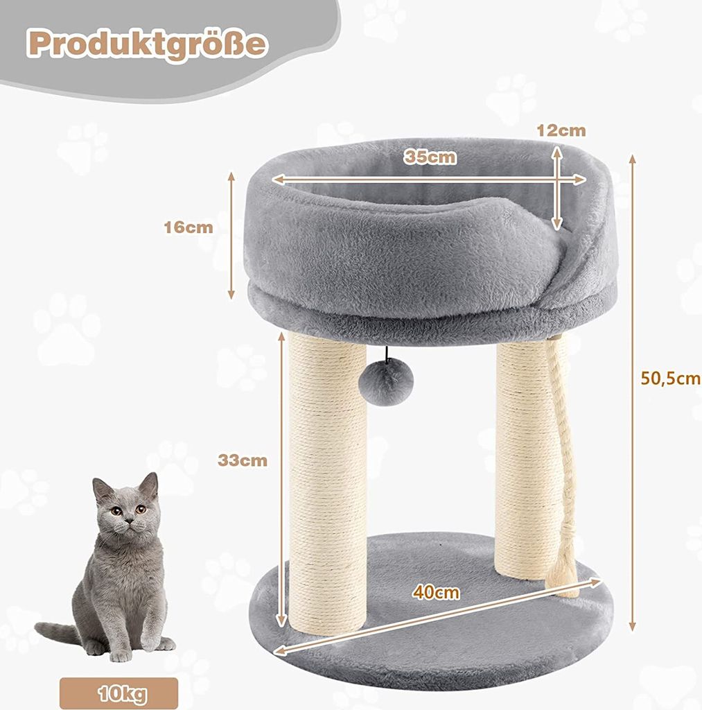 COSTWAY 4in1 Kratzbaum Klein 50,5cm, Katzenbaum mit weicher Produktbild 6