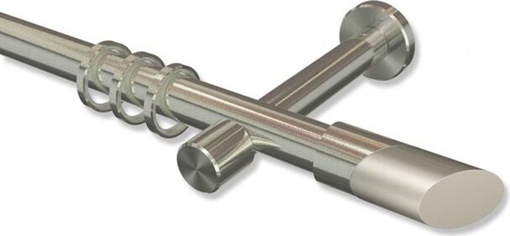 Interdeco Gardinenstange, Vorhangstange Edelstahl-Optik Modell Prestige Verano, 20 mm Ø 1-läufig, 200 cm