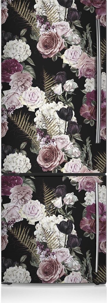 Kühlschrankfolie Aufkleber Kühlschrankmagnete Dekoration Kühlschrankfolie 70x190 cm - Romantische Blumen