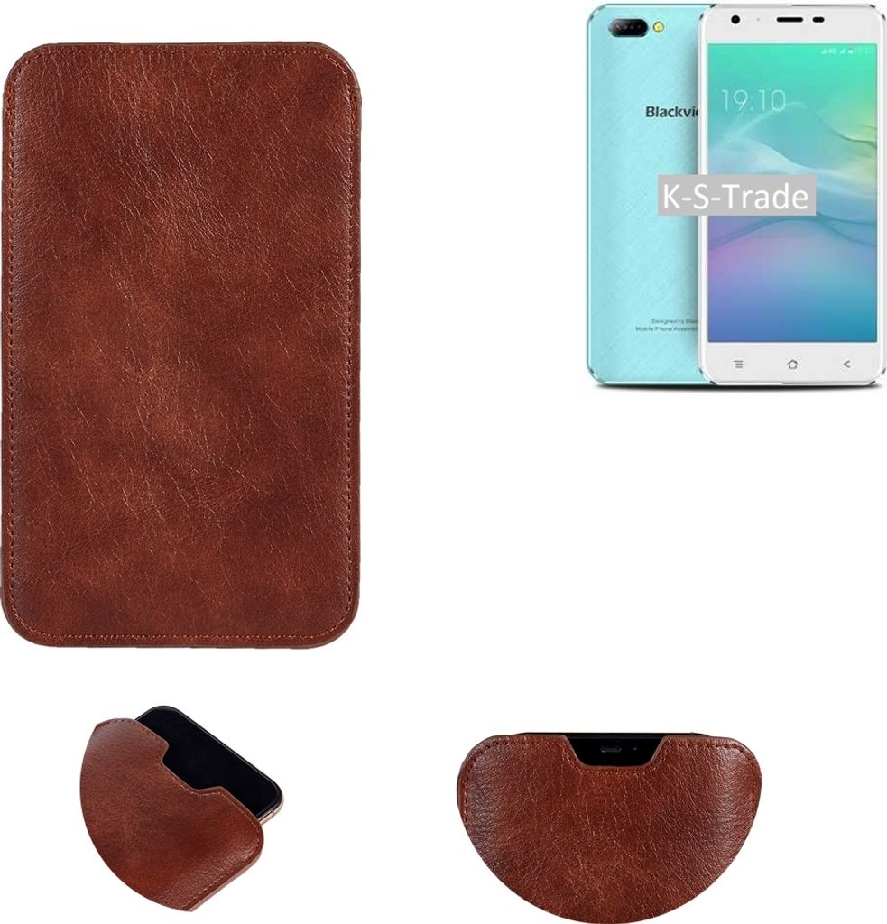 K-S-Trade Schutzhülle Handyhülle kompatibel mit Blackview A7 Handytasche Kunstleder Sleeve in braun