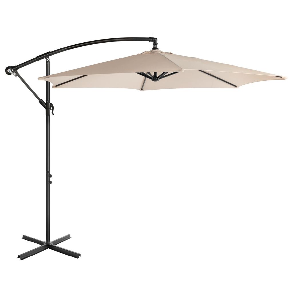 FCH Sonnenschirm Gartenschirm Ø300cm Balkonschirm Terrassenschirm Marktschirm Ampelschirm mit Ständer und Kurbel für Garten, UV-Schutz,Khaki
