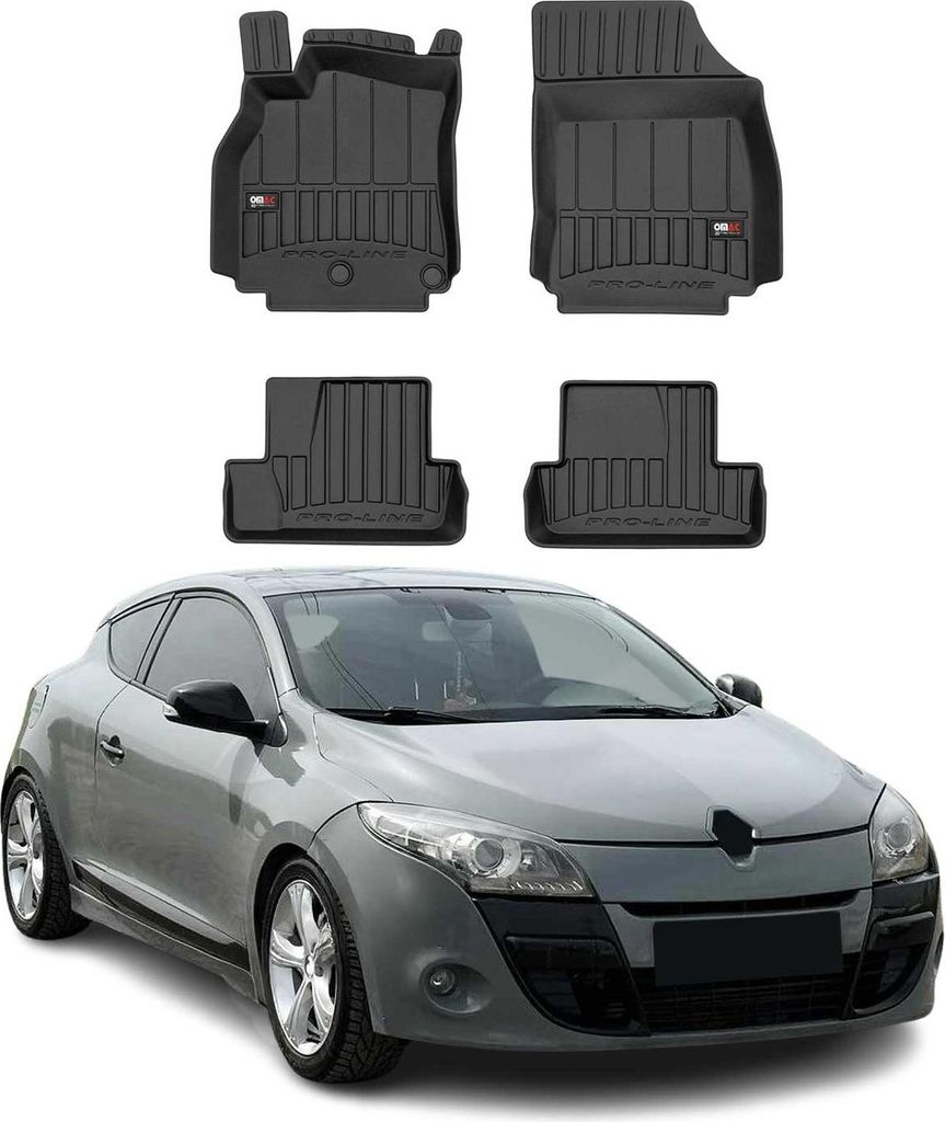 OMAC Gummi Fußmatten für Renault Megane Coupe 2009-2012 Premium Gummi Schwarz 4x