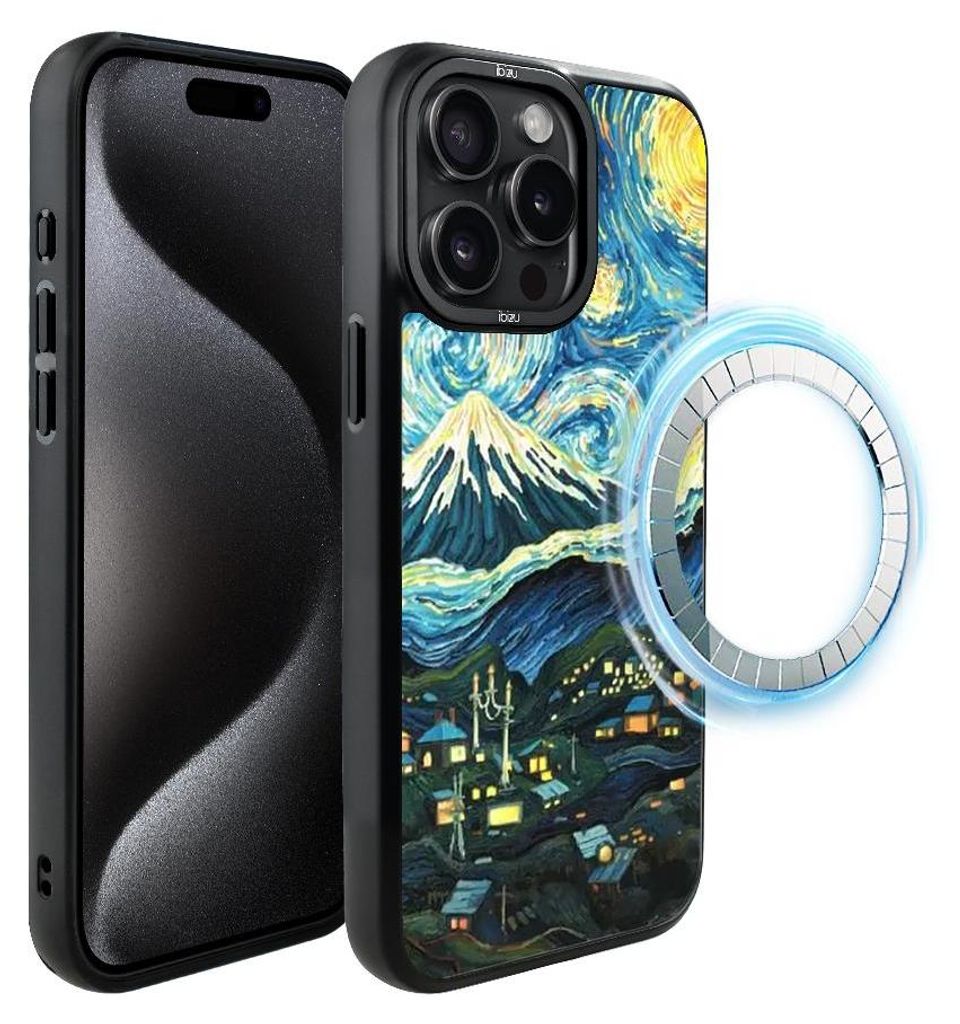Schutzhülle für das iPhone 15 Pro Max, MagSafe-kompatibel, mattschwarze Seiten, Eine sternenklare Nacht, Motiv aus einem Gemälde von Van Gogh