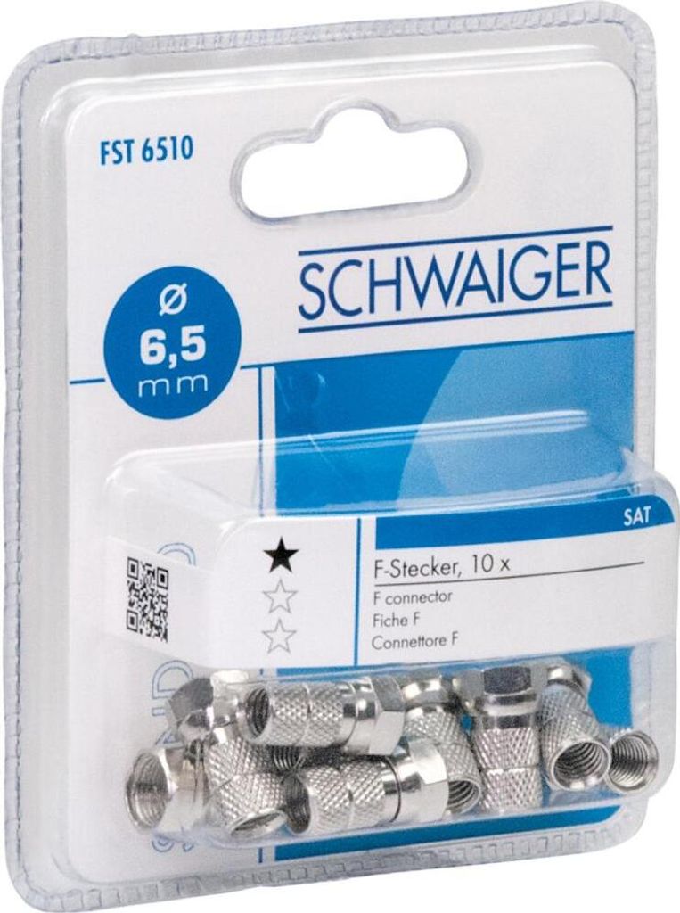 Schwaiger F-Stecker 6,5mm 10er Set Silber