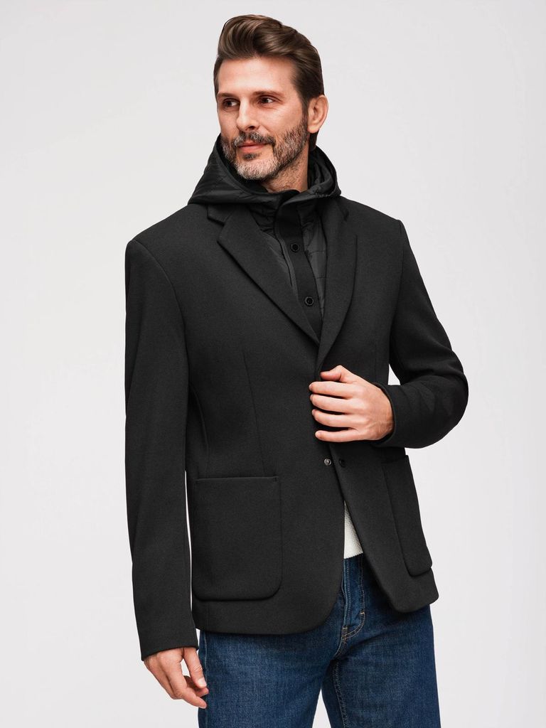 OMBRE Blazer Regular Fit mit abnehmbarer Kapuze M167 black M