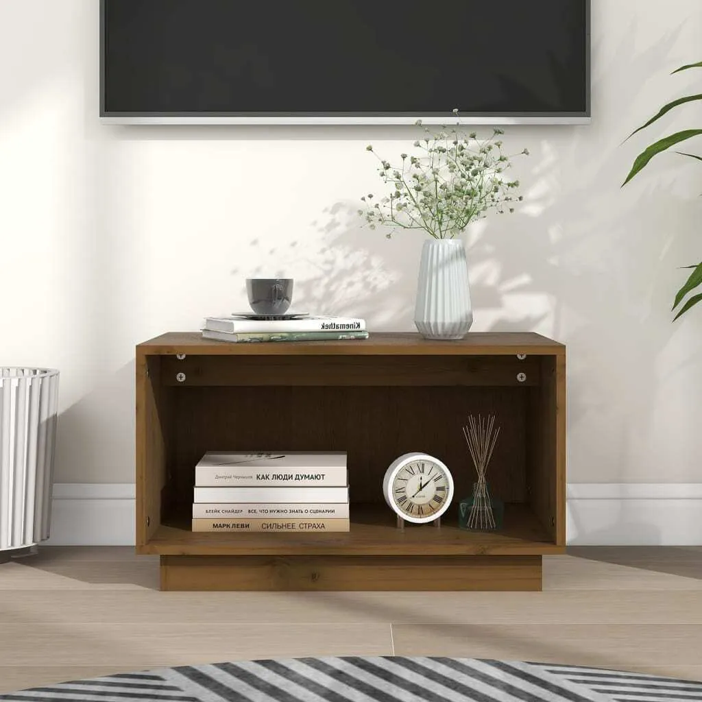 The Living Store Mobile TV marrone miele 60x35x35 cm in legno di pino massiccio