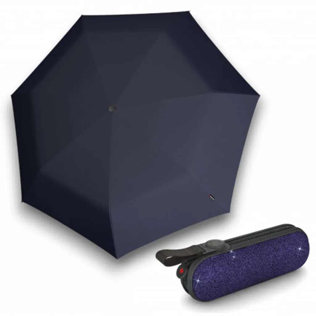 Parapluie de Poche Knirps X1 Anti-Vent Compact avec Étui Rigide Bleu