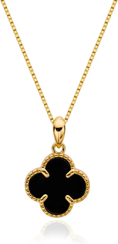 Collana Pendente Clover Oro e Nero | Gioiello Elegante per Cerimonia