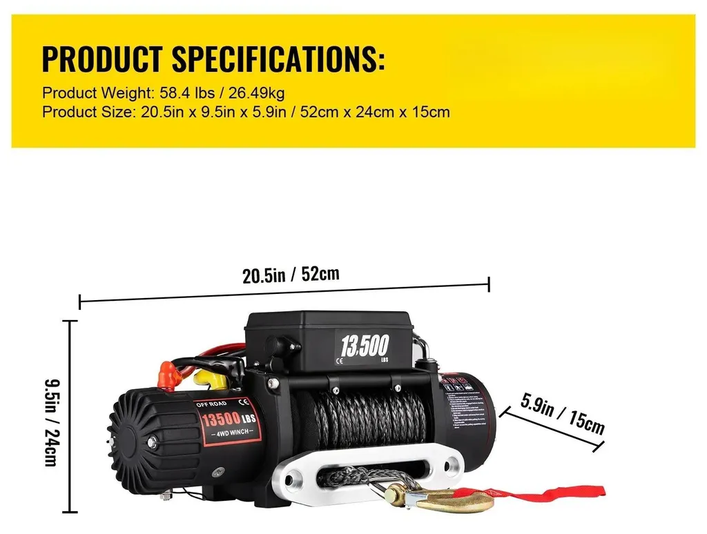 Treuil de récupération 4x4 électrique 13500 lb pour dépannage lourd