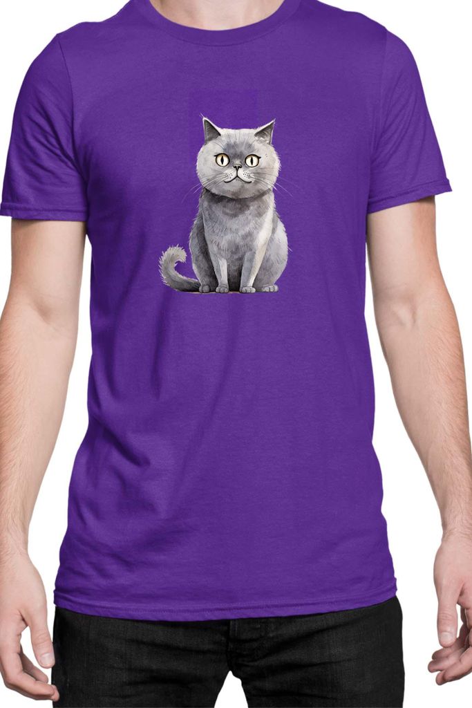 Herren T-Shirt Funny Cats Breeds Scottish Straight Cat, Man 3XL / Lila