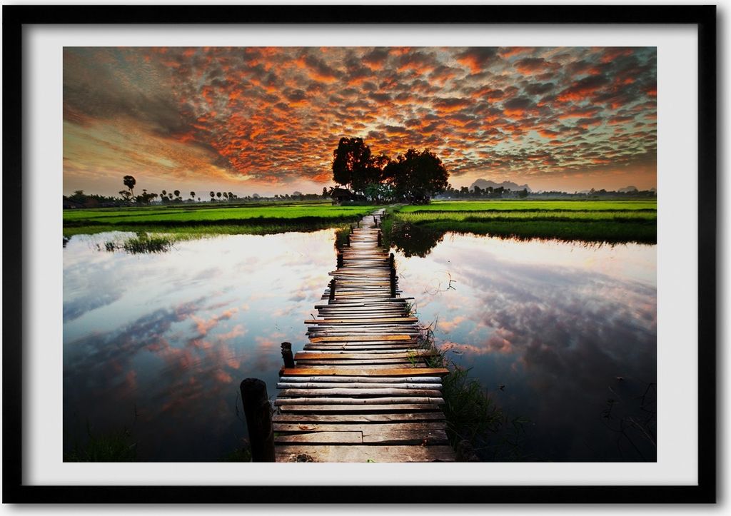 Bild - Bilderrahmen - 100 cm x 70 cm - MDF - Rahmen - Foto - Wandkunst Holzbrücke