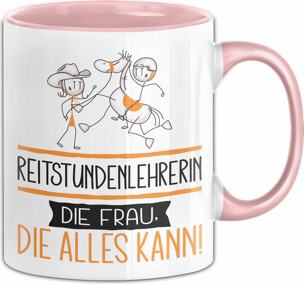 Reitstundenlehrerin Geschenk Tasse Becher Die Frau Die Allen Kann Geschenkidee für eine Reitstundenlehrerin Lustig (Rosa)