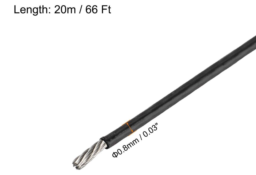 Drahtseil Edelstahl 20M x 0,8 mm Stahlseil PVC ummantelt mit 4 Aluminiumhš¹lsen Sicherungsdraht Aufh?nger fš¹r Bilder Vorhang Gel?nder Outdoor ...