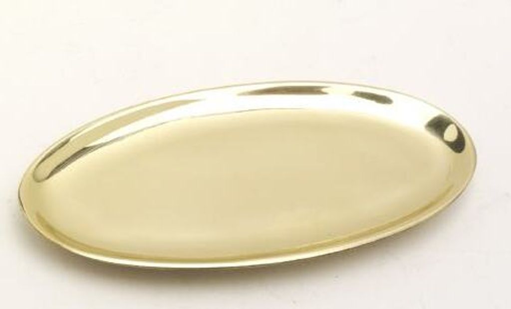 Kerzenteller oval 12 x 6 cm Messing Gold poliert für Produktbild 