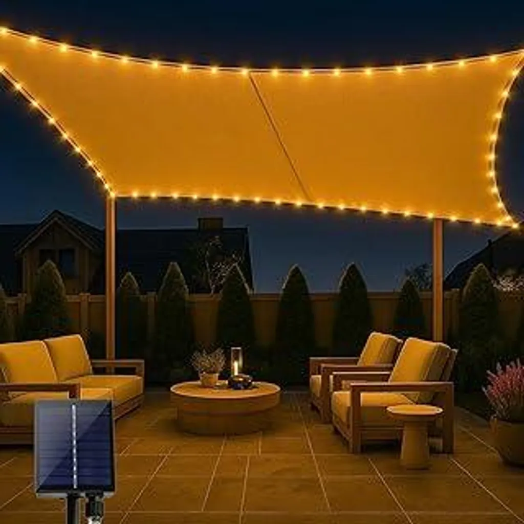 Vela Ombreggiante 3x4m Beige Impermeabile - LED Solari e UV Block 98%