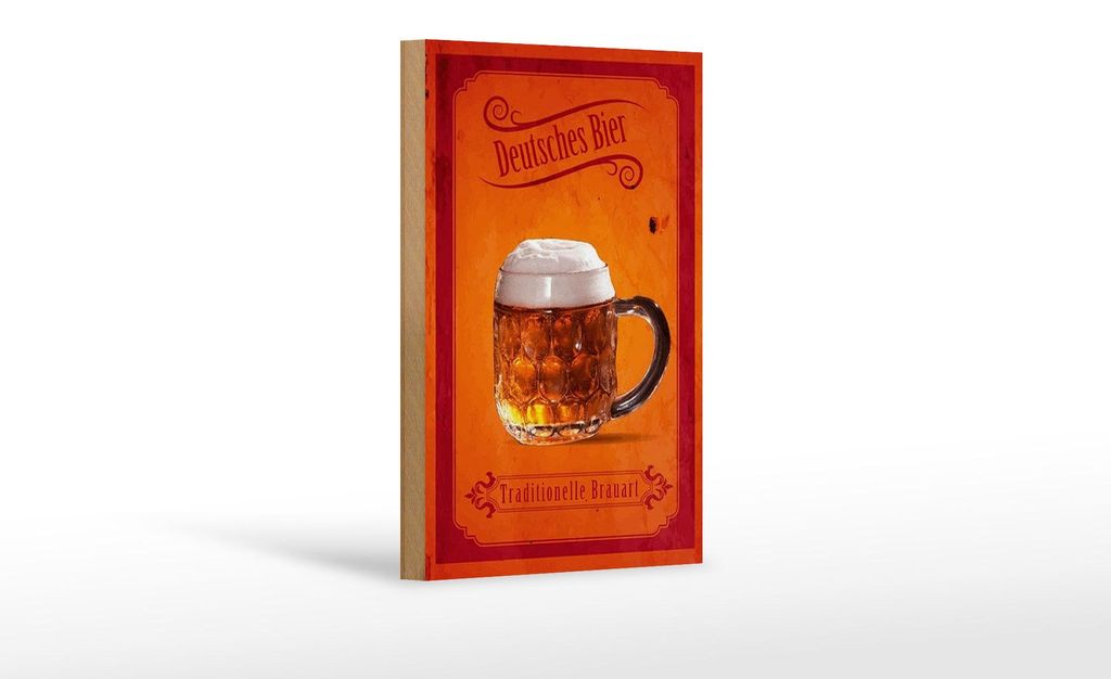 Holzschild Spruch 12x18cm Deutsches Bier traditionelle
