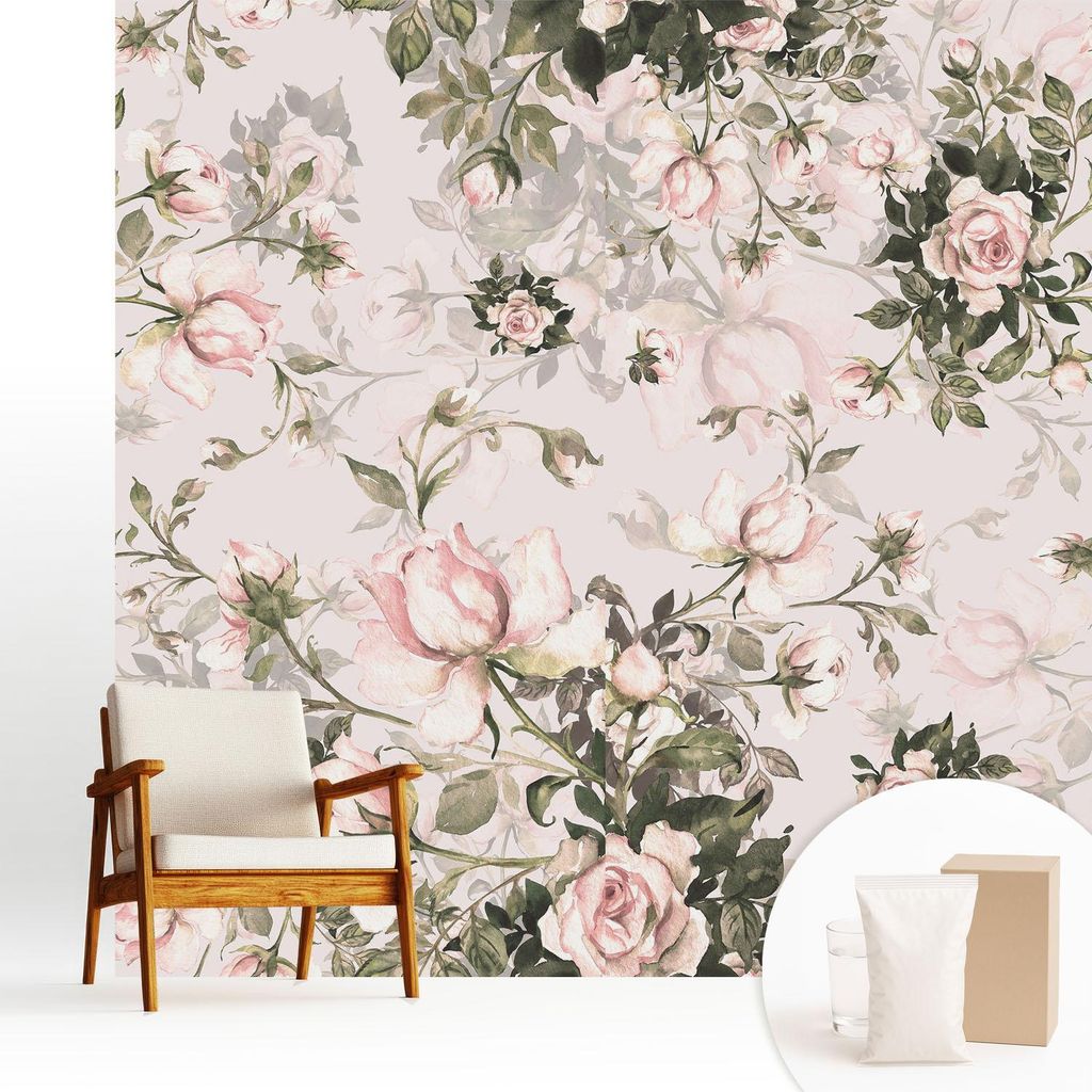Fototapete - 250x250 cm - Tapete - Wandtapete - Wandbilder - Dekofolie - Tapete Folie - Wand - Dekoration - Wohnzimmer - Blumenmuster