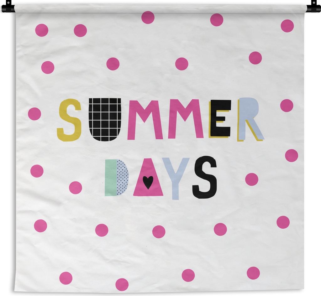 MuchoWow Wandteppich Wandbehang Sommer - Zitat - Polka dots 150x150 cm Tapisserie Dekoration Wandtuch - Wohnaccessoires - Modernes