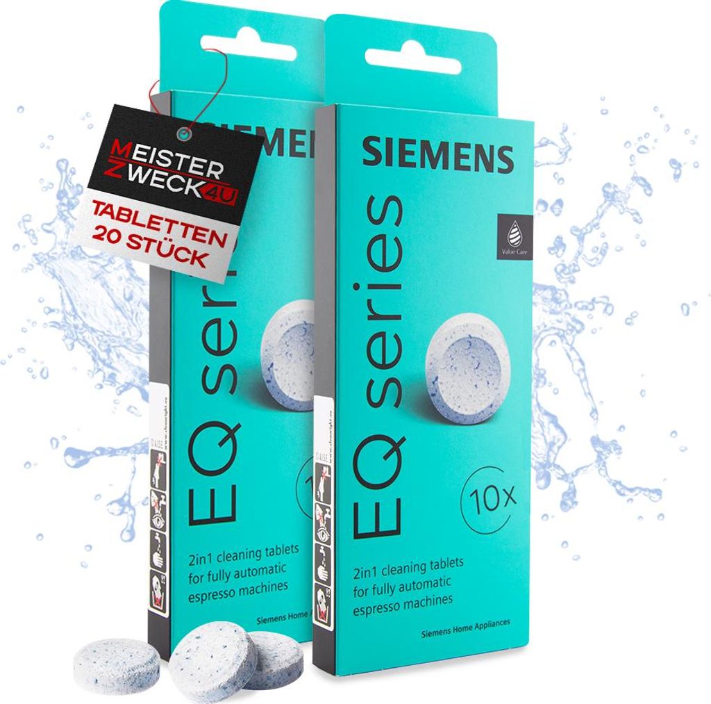 MEISTERZWECK4U - Siemens TZ80001A Reinigungstabletten 2x10 für EQ Series Kaffeevollautomaten - entfernt Kaffeeöl Rückstände, Reiniger Kaffeeaut...