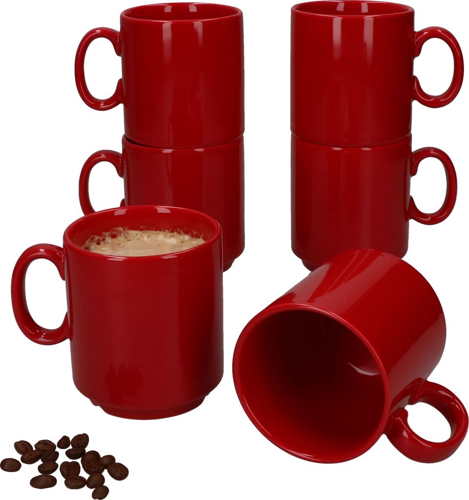 6er Set Event Kaffeebecher 250ml rot Porzellan-Tassen Produktbild 
