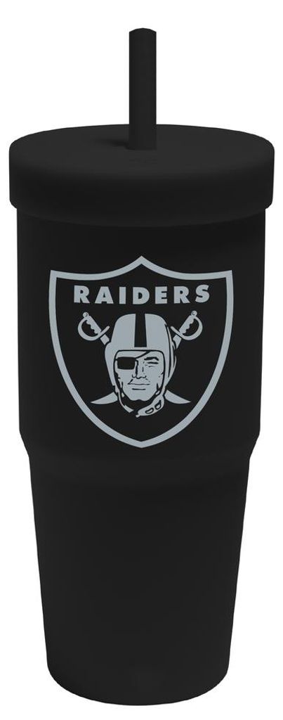 Las Vegas Raiders Silicon Glass W/Straw & Lid