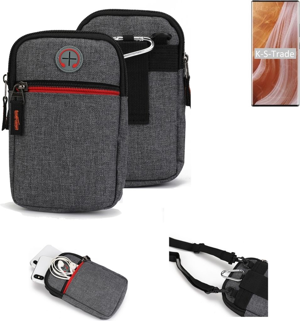 K-S-Trade Holster Gürteltasche kompatibel mit ZTE Axon 40 Ultra Handy Tasche Schutz Hülle grau Zusatzfächer 1x