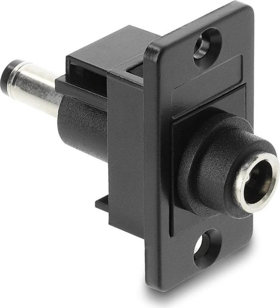 Delock Panel Mount DC 5,5 x 2,1 mm Buchse zu DC 5,5 x 2,1 mm Stecker schwarz