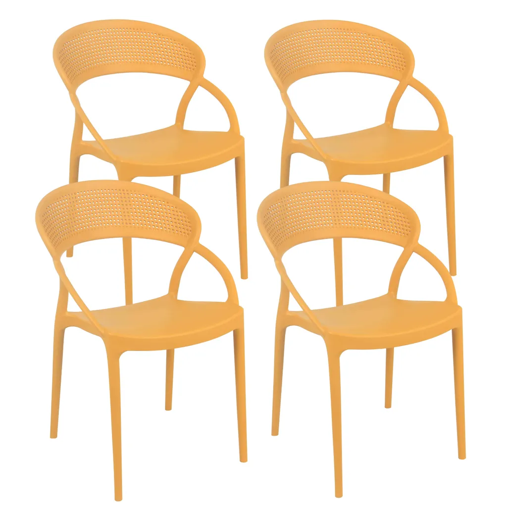 Chaises terrasse jaune moutarde empilables (Lot de 4) - Madrid Oviala