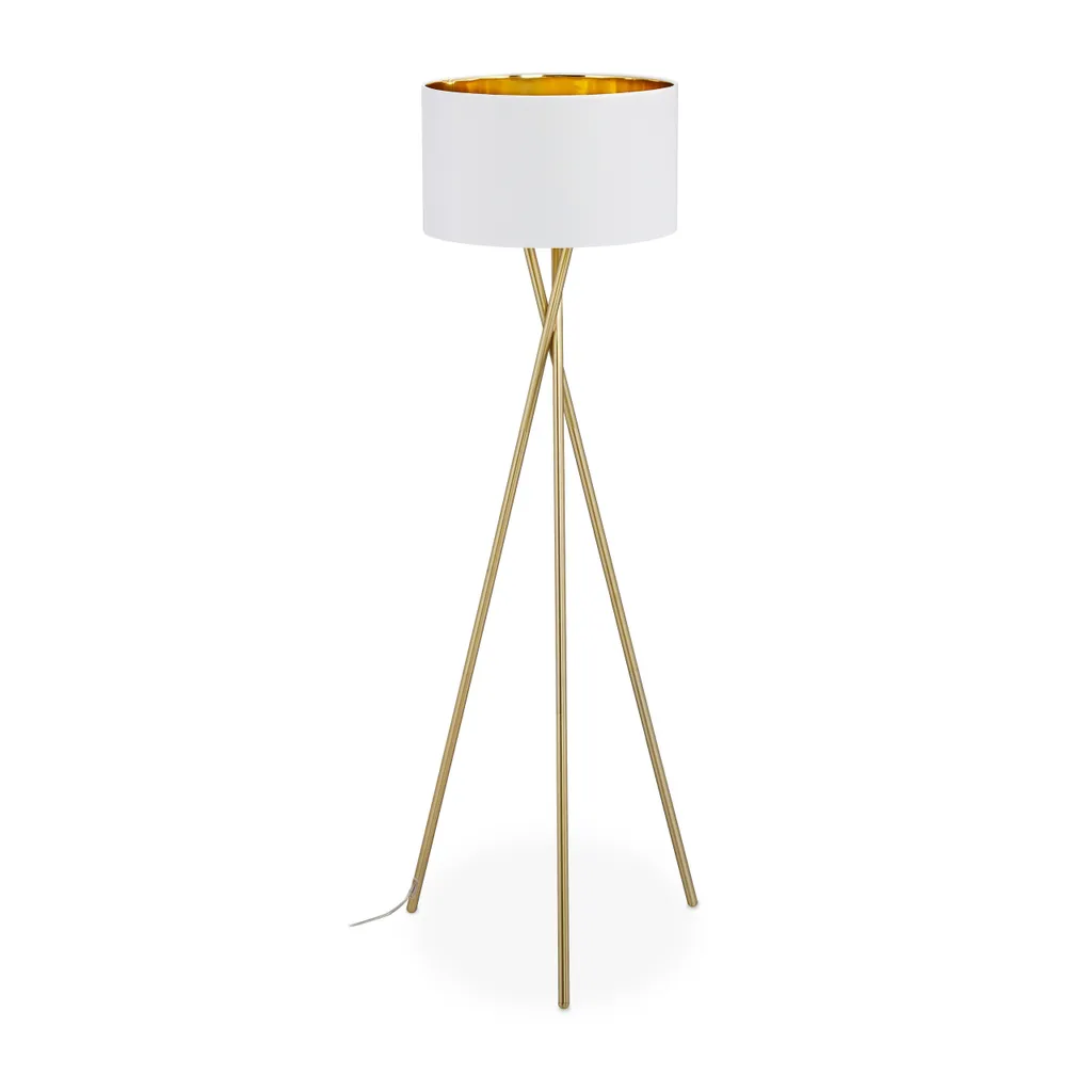 Lampadaire de Lecture Tripode Blanc et Or - Luminaire Salon Cozy et Moderne