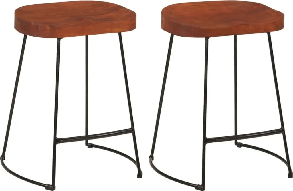 Tabouret de bar Gavin bois massif mangue lot de 2 robuste et stable