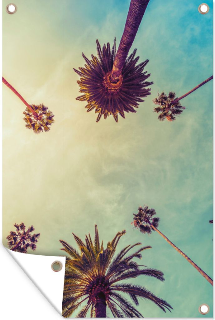 MuchoWow 40x60 cm Outdoor-Poster Gartendeko Sichtschutz Garten Poster für den Garten Palme - Himmel - Bäume - Sommer - Tropisch