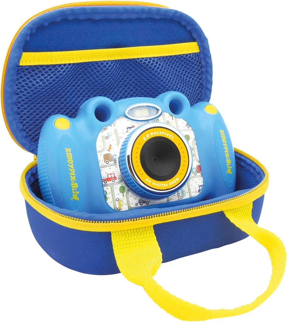 Easypix KiddyPix Blizz Blu con Custodia Rigida: Fotocamera Doppia Lente