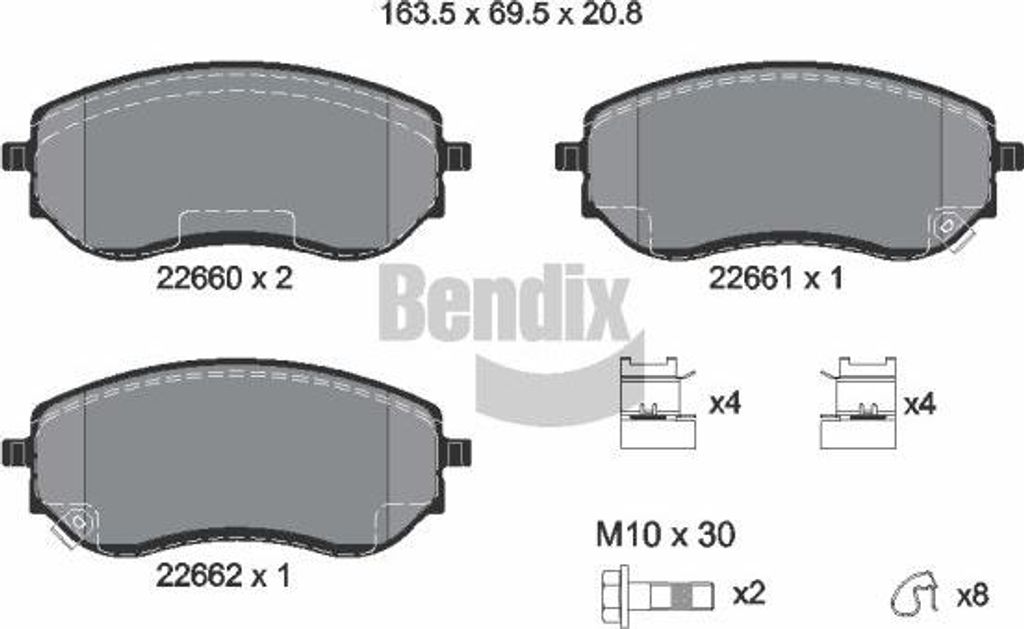 BENDIX Braking BPD2461 Bremsbelagsatz, Scheibenbremse OE 4704205300 kompatibel mit X-Klasse, NP300