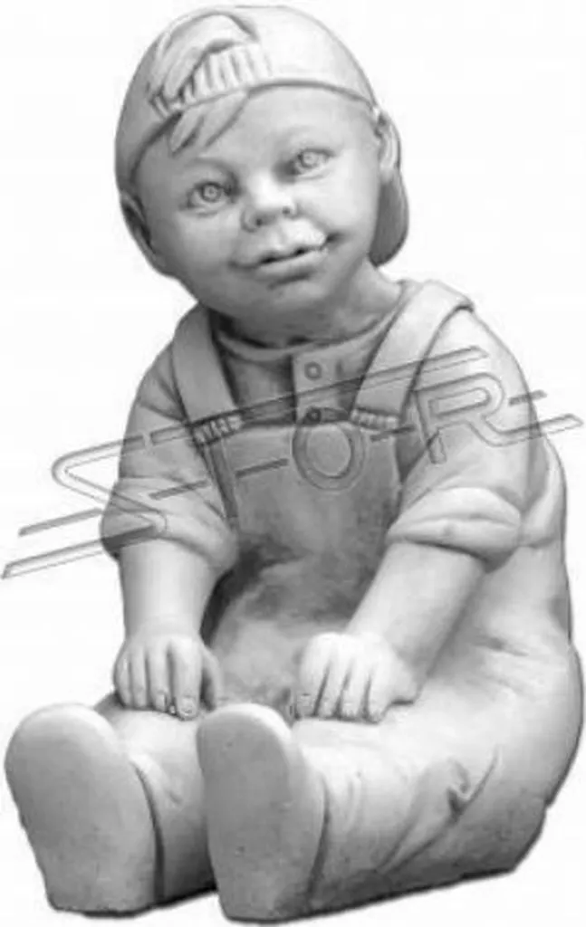 Figurine de Jardin Enfant 34cm - Ornement Décoratif pour Extérieur Gris