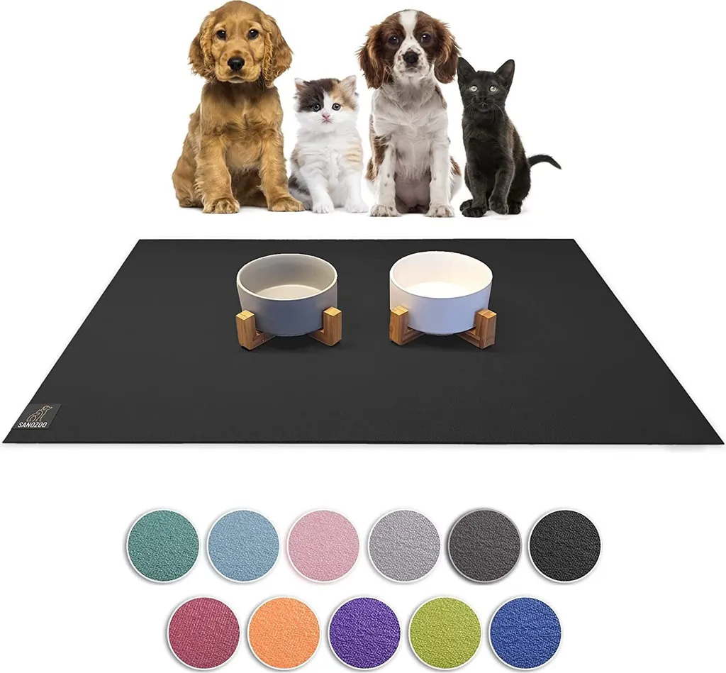 SANOZOO® Tappetino Pappa Cane 60x120cm Nero - Sicuro e Atossico Oeko-Tex