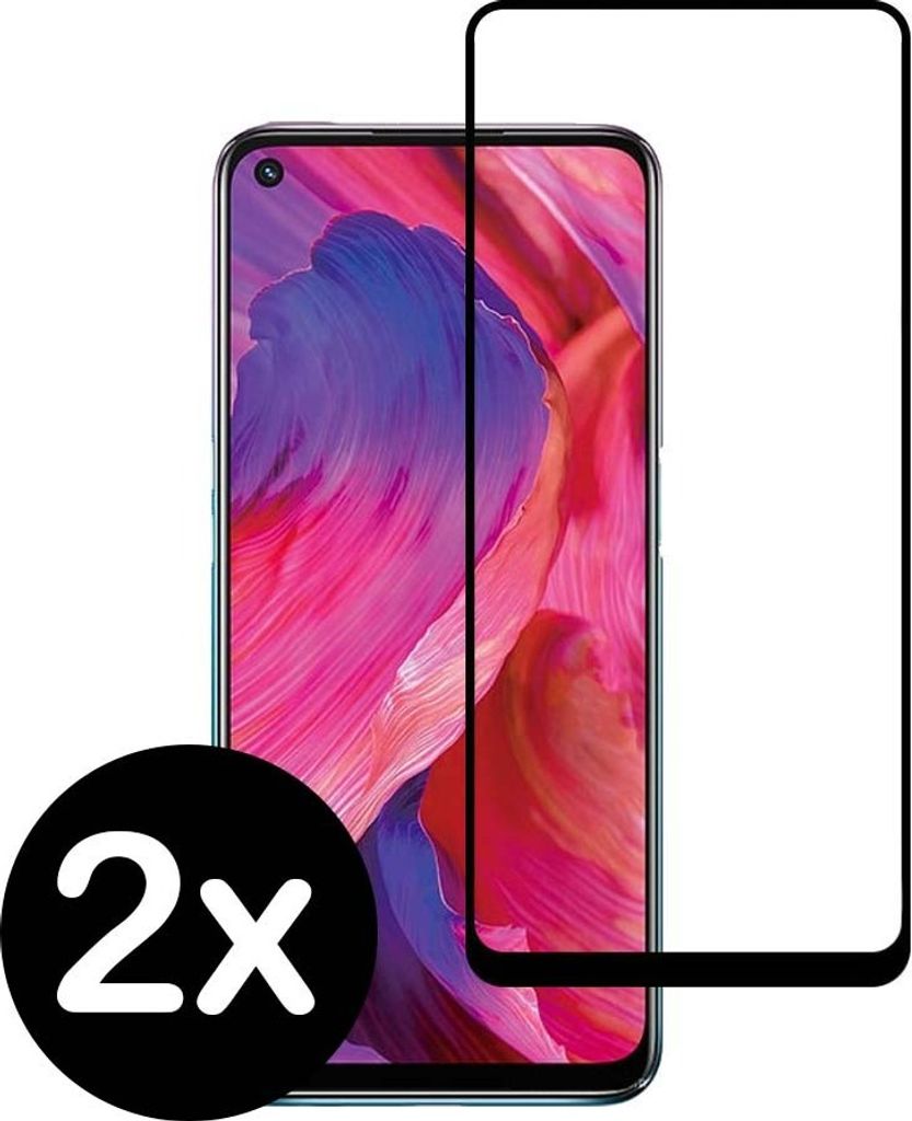 Smartphonica Full cover Glas Displayschutzfolie für Oppo A54 5G aus gehärtetem Glas mit abgerundeten Ecken - 2 Stück