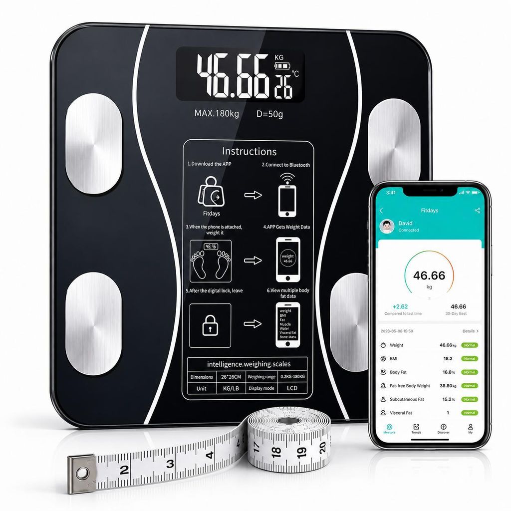 Digitale Personenwaage bis 180 kg mit App – Smart Produktbild 