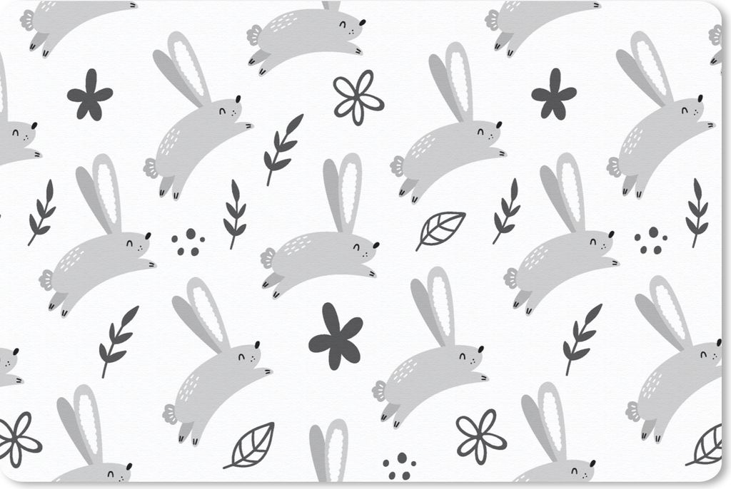 MuchoWow Schreibtischunterlage Hase - Tiere - Muster 60x40 cm - XXL Mauspad - Großes Mauspad