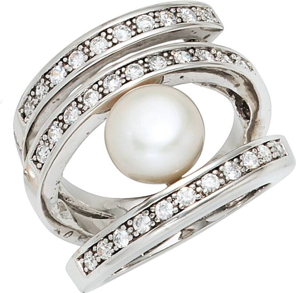 JOBO Damen Ring 925 Sterling Silber rhodiniert 1 Süßwasser Produktbild 
