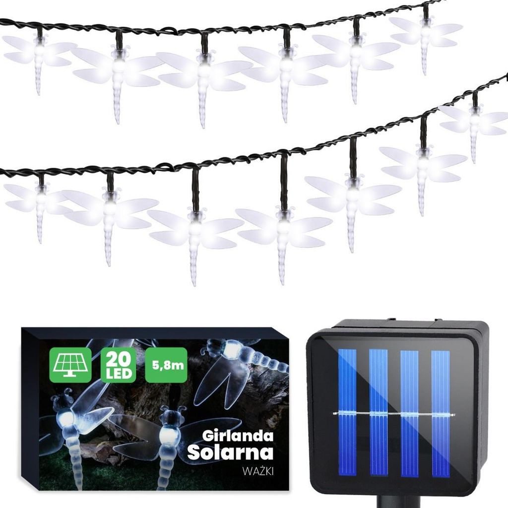 Girlanda Solarna Ogrodowa OZDOBNA Łańcuch Świetlny 20 LED Zdjęcie produktu 