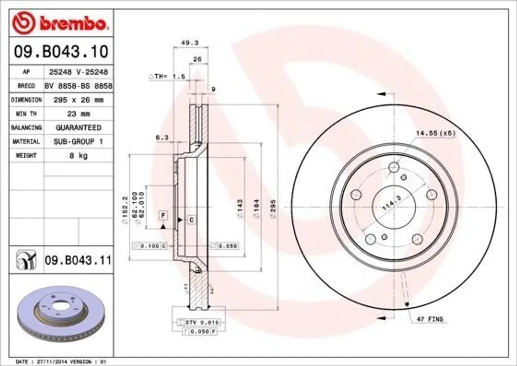 Disque de Frein Brembo 09.B043.10 : Stop aux Vibrations au Freinage